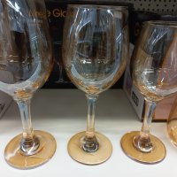 Тъмно златисти стъклени чаши за вино ,ракия ,вода и уиски -45лв за 6 броя в кутия, снимка 3 - Декорация за дома - 44255600