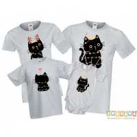 Коледни Тениски с Черни Котки, снимка 2 - Тениски - 35169159