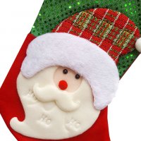 1836 Коледен чорап за подаръци с Дядо Коледа и пайети, снимка 2 - Декорация за дома - 30783362