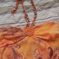 Лятна оранжева рокля с връзки L размер, снимка 5 - Рокли - 36880536