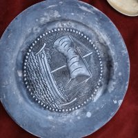 Сребърна чинийка и лъжичка с позлата, снимка 4 - Чинии - 38956822