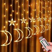 Ezzfairy Звезди и Луна LED Светлини: 138 LED за Рамадан, 8 Режима, USB, снимка 1 - Лед осветление - 44660281
