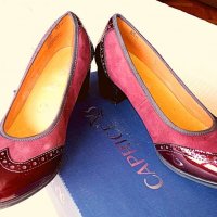 Caprice нови дамски кожени обувки, винено червени с ток, Немски №38,5, снимка 3 - Дамски обувки на ток - 29224797