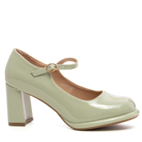 Дамски обувки на ток тип Мери Джейн в бледо зелено , снимка 2 - Дамски обувки на ток - 44774167