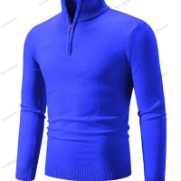 Мъжки ежедневен едноцветен пуловер с половин цип и стояща яка, 10цвята - 023, снимка 9 - Пуловери - 42784816