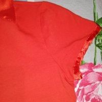  Червена блуза със сатенена яка Esprit р-р М , снимка 8 - Тениски - 31456586