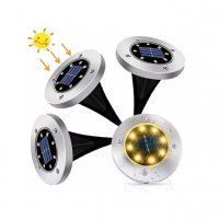 New Комплект соларни лампи с 8 диода Disk Light 4бр комплект 