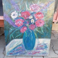 Цветя Стоян Домусчиев, маслена картина , снимка 1 - Картини - 40544264