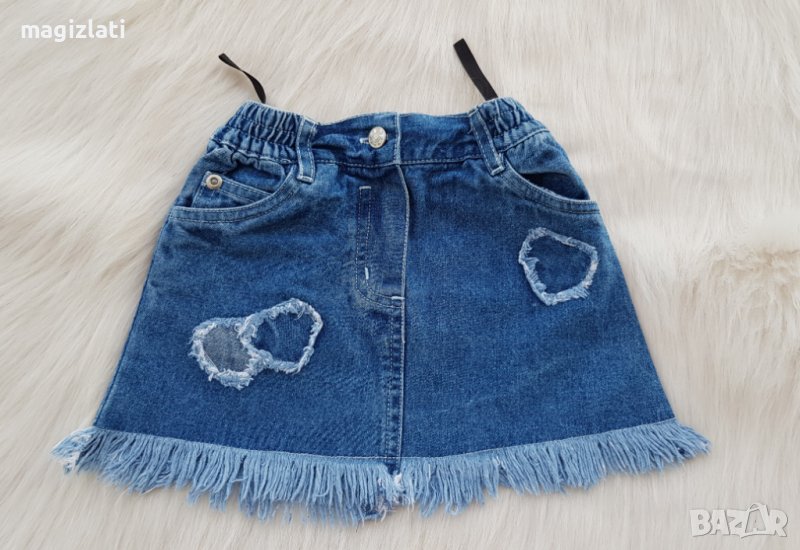 Дънкова пола за бебе 6-9 месеца, снимка 1