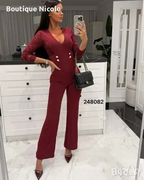 Елегантен гащеризон с дантелени ръкави  , снимка 1