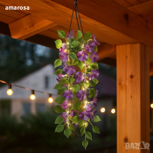 Соларна висяща саксия с LED осветление Living & Garden – 60 LED, снимка 1