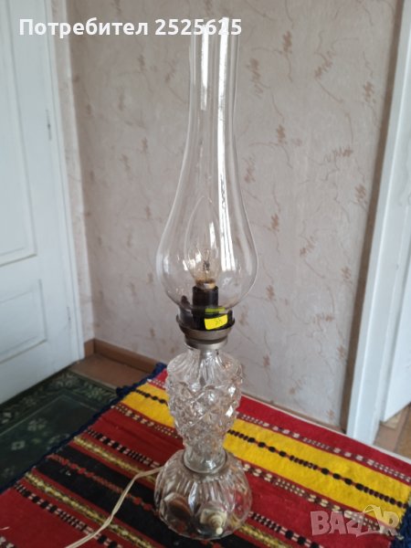 Стъклена настолна ел.лампа, снимка 1