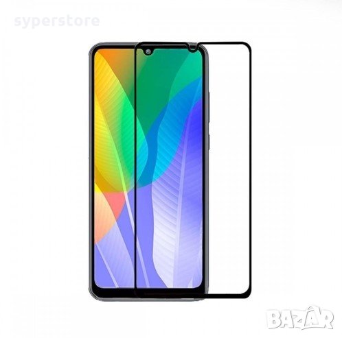 Стъклен протектор за Huawei Y6P 9D FullFace FullGlue Black лепило по цялата повърност, снимка 1
