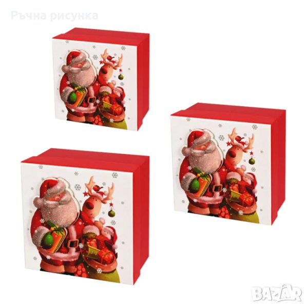 Коледна подаръчна кутия 3 в 1 /квадрат/, снимка 1