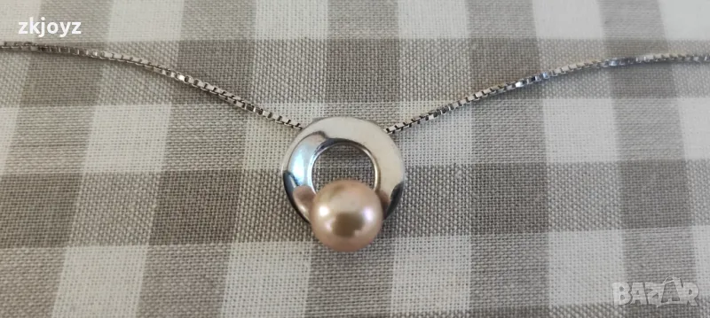СРЕБЪРНО КОЛИЕ с ПЕРЛА 2.97 гр./ПРОБА 925, снимка 1
