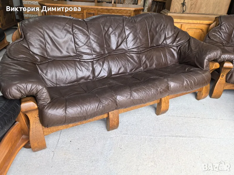 Комплект дивани 3+2+1 Естествена кожа , снимка 1
