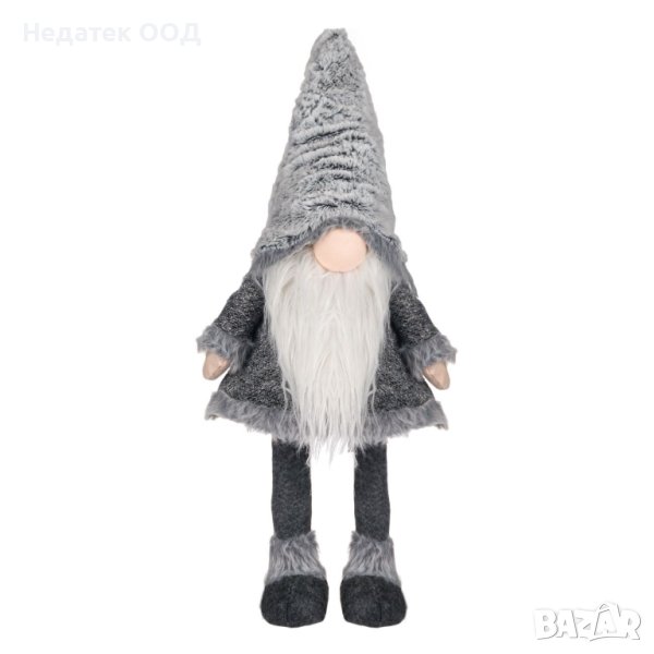 Коледна фигура,Гном, Motion Grey Fur Cap, 70 см, снимка 1