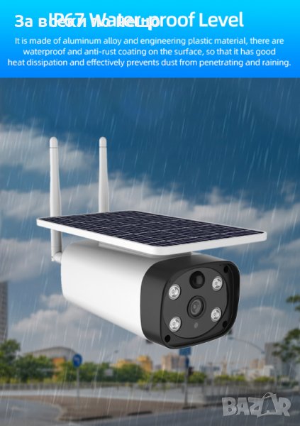 Full HD 2MP 1080p Водоустойчива камера Wifi соларна безкабелна, снимка 1