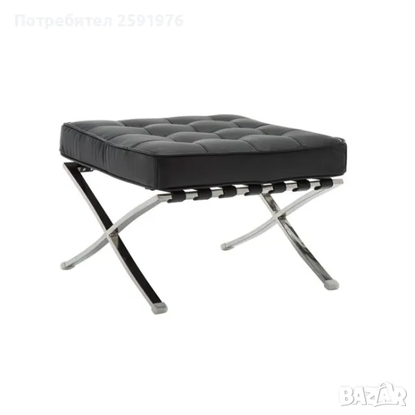 Дизайнерска табуретка BARCELONA, черна еко кожа и хром, ПРОМО, снимка 1