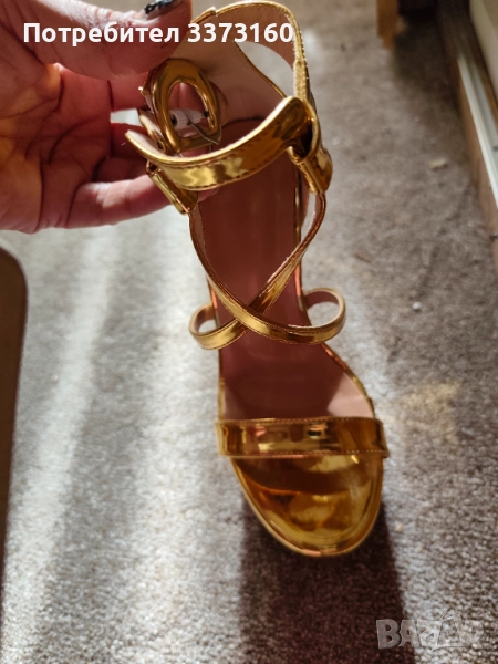 Златисти официални сандали, снимка 1