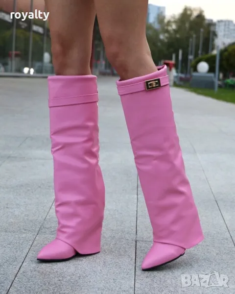 Ботуши на платформа - розова кожа, снимка 1