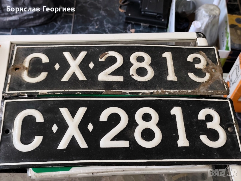Стари емайлирани автомобилни номера , снимка 1