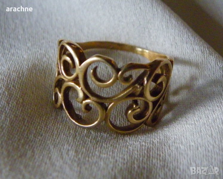 Красив стар италиянски позлатен сребърен пръстен, снимка 1