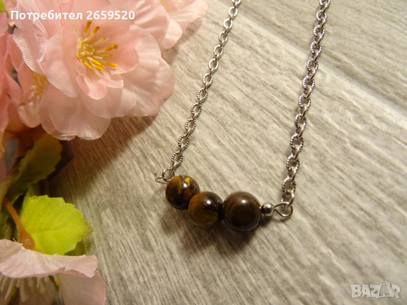 Дамско колие от естествен камък и стомана, снимка 1