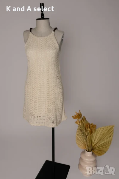 Рокля Плетена с Мъниста – Екрю, снимка 1