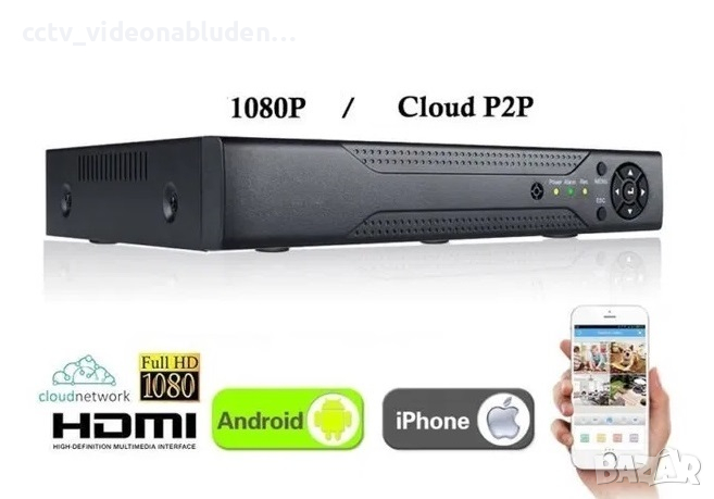 DVR 4канален AHD, TVI, CVI, IP и аналогов цифров видеорекордер, снимка 1