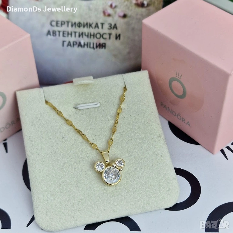 Колие Мики ✨ | златисто колие с бял камък, снимка 1