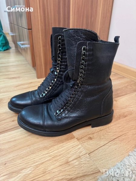 Черни боти от естествена кожа от Paolo Botticelli, снимка 1