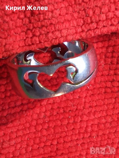 АЖУРЕН СРЕБРИСТ ФИГУРАЛНО ОРНАМЕНТИРАН АРТ ПРЪСТЕН Тип ХАЛКА от БЛАГОРОДНА СТОМАНА 36962, снимка 1