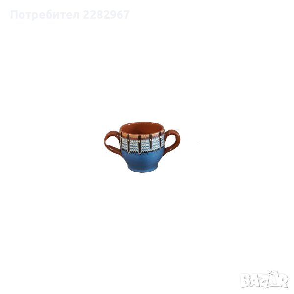 НОВА!!! Чаша за супа с 2 дръжки - синя, троянска шарка, снимка 1