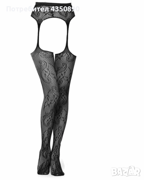 Еротично бельо Чорапогащник с интимен отвор с жартиерен колан - Код С-7518, снимка 1