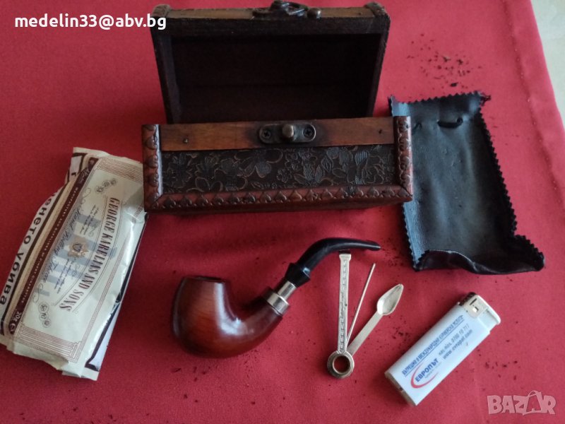 Дървени сувенири, медно инкрустирани кутия, кутия с лула, принадлежности, неръждаема Jim Beam. , снимка 1