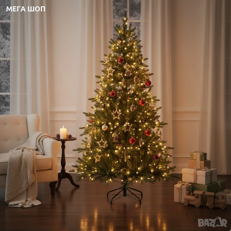 Красива коледна елха с естествено излъчване – празниците започват тук!, снимка 1