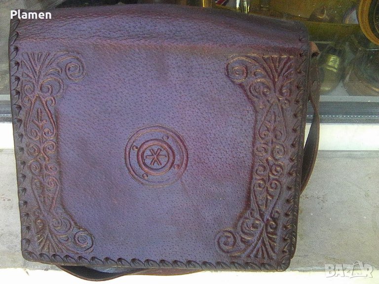 Дамска чанта от естественна кожа тъмно кафява, снимка 1