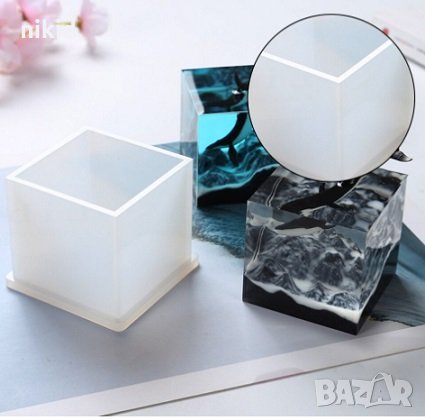 5 см куб квадрат силиконов молд форма калъп за свещ гипс сапун смола декор, снимка 1