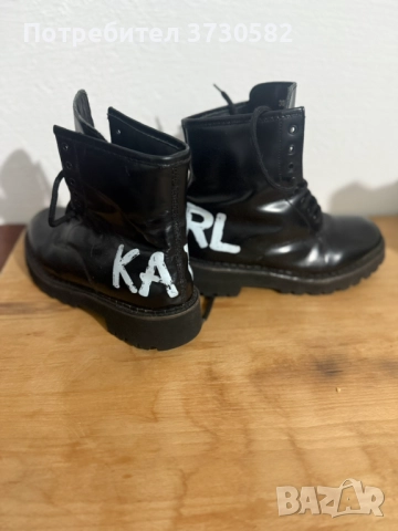 Оригинални черни дамски боти кубинки Karl Lagerfeld 38 номер, снимка 5 - Дамски боти - 52921986