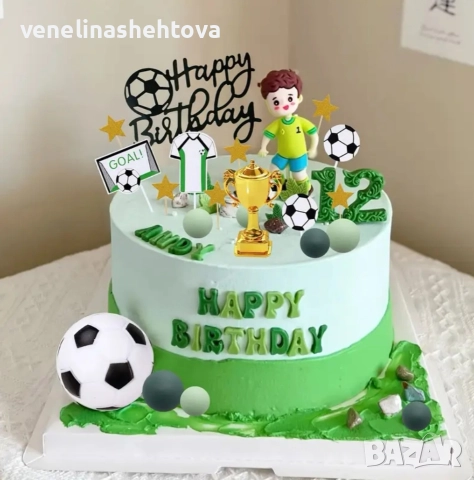 26 броя комплект футбол футболист топки фигурка топер "Happy birthday" декорация торта , снимка 3 - Други - 52872670
