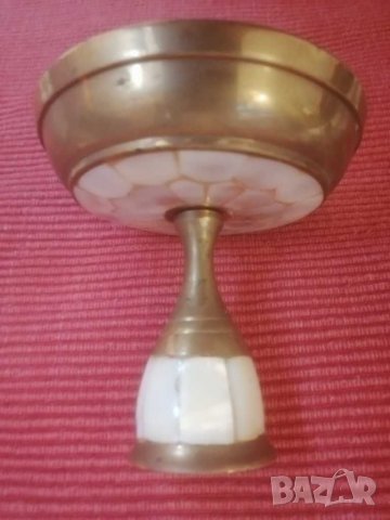 Стар свешник, месинг и седеф. , снимка 4 - Други - 30785104