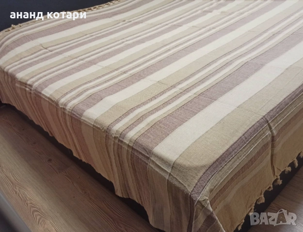 Памучен чаршаф ръчно тъкан-Индия-39-49, снимка 5 - Покривки за легло - 37344266