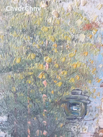 77х67см/голяма картина масло върху платно/градски пейзаж-Париж/дървена рамка, снимка 7 - Картини - 51177008