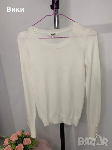 Блуза от нежно плетиво с перли универсален размер , снимка 3 - Блузи с дълъг ръкав и пуловери - 48764820