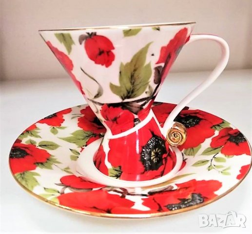 Чаши за кафе и чай фин порцелан с чинийка, снимка 1 - Чаши - 23043738