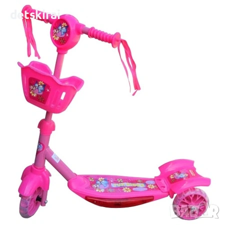 Метална детска тротинетка с пискюли и LED светлини, снимка 2 - Скутери и тротинетки - 54056995