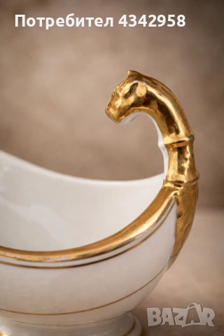 Винтажен порцеланов сосиер с декоративна зооморфна дръжка.1940-1960г., снимка 2 - Антикварни и старинни предмети - 53921928