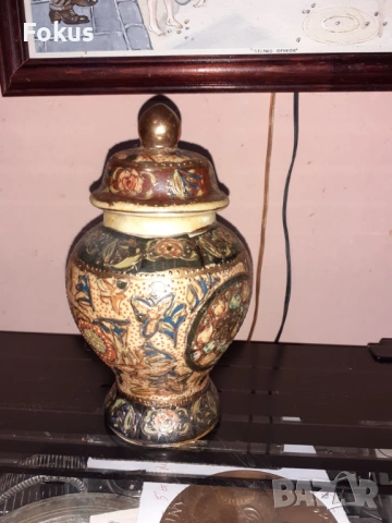 Сатцума Satsuma стара ваза буркан порцелан маркиран, снимка 3 - Антикварни и старинни предмети - 53357647