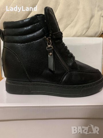 НОВИ черни обувки на платформа с блясък, снимка 3 - Дамски ежедневни обувки - 32148675